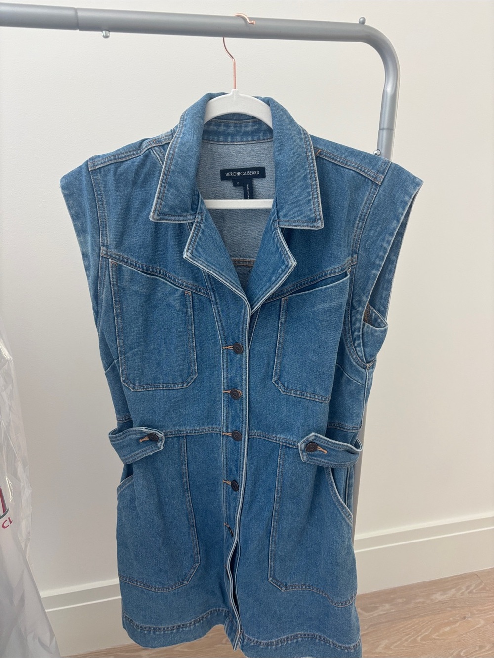 Veronica Beard Blue Sleeveless Denim 
Mini Dress